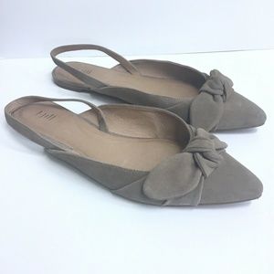 J Jill Suede Camille Slingback Bow Flats, Sz 9.5